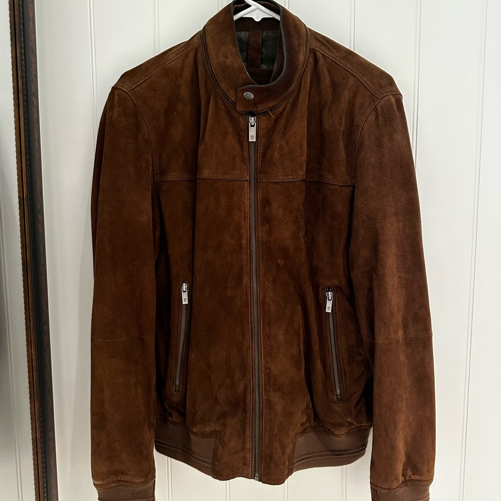 Massimo Dutti Brown Suede Leather Jacket